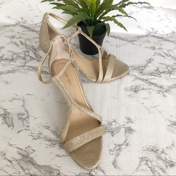 Gianna Bini Shaylinn Sandgold Strappy Glittery Heels Size 9.5 - Picture 8 of 13